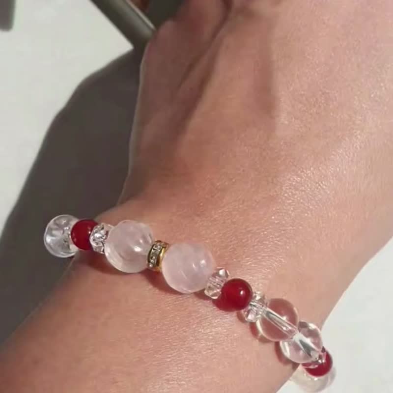 BARA Gemstone Bracelet Rose Quartz + Red Agate - Bracelets - Gemstone Pink