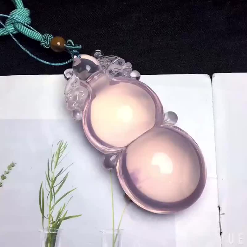 天然星光粉晶葫蘆把玩件 葫蘆的諧音是福祿 福是和諧 - 吊飾/掛飾 - 水晶 