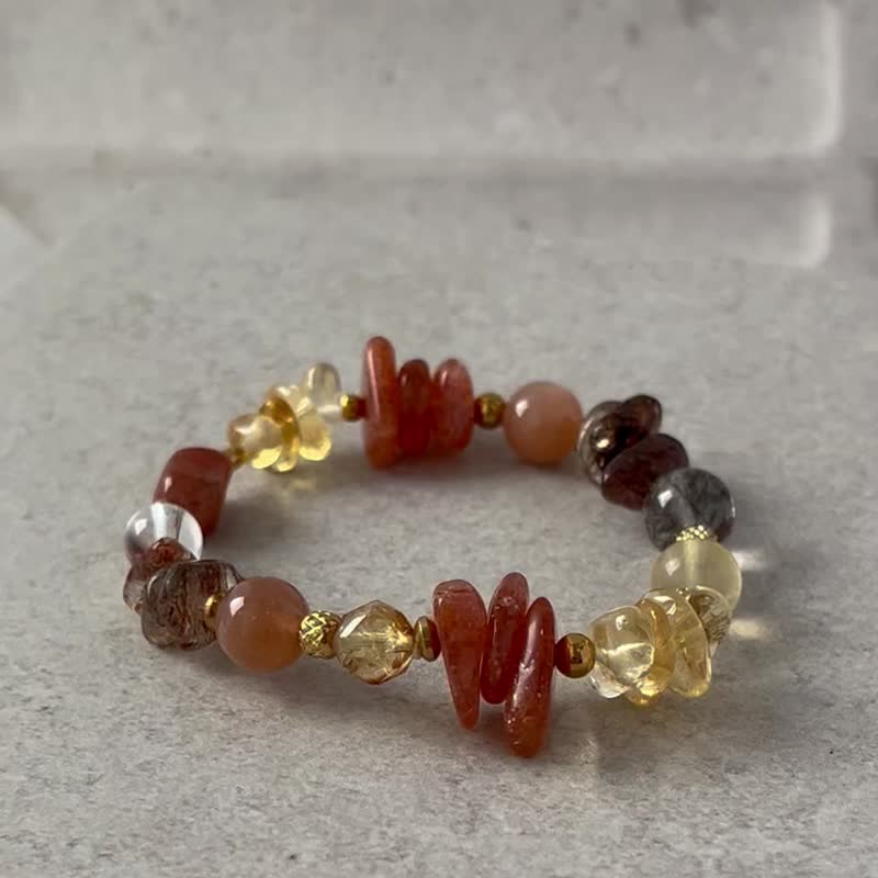 Stone Orange Moonlight Black Gold Super Seven Citrine Citrine White Crystal Natural Crystal Bracelet - Bracelets - Crystal 