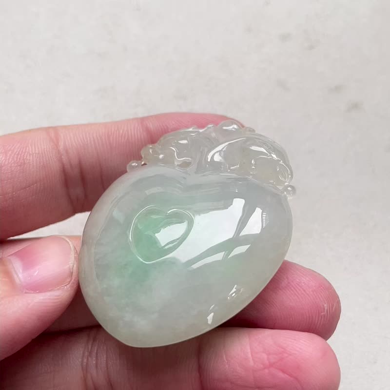 冰種飄綠翡翠好彩頭 | 天然緬甸玉翡翠A貨 - 其他 - 玉石 綠色