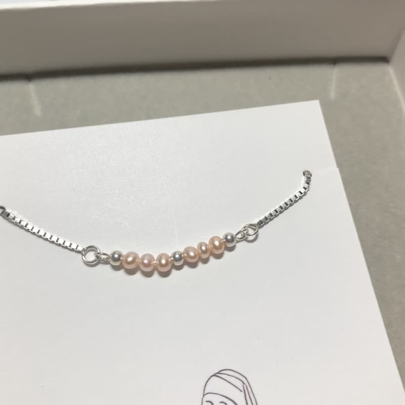 Lucia Freshwater Pearl sterling silver Bracelet with tie closure (3 colours) - สร้อยข้อมือ - เงินแท้ สึชมพู