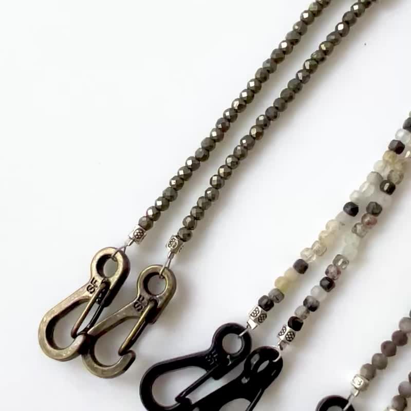 All In One 礦石編織繩  眼鏡/口罩/耳機掛繩 - 眼鏡/鏡框 - 水晶 黑色