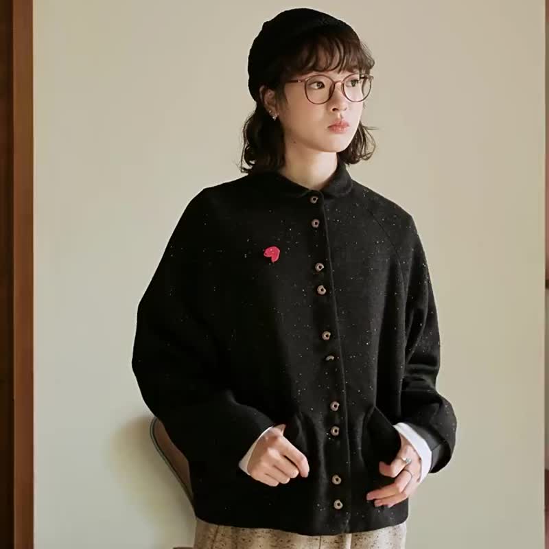 小個子牛仔外套春秋日系工裝風 - 女上衣/長袖上衣 - 亞麻 多色