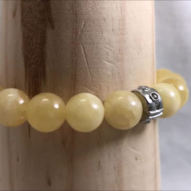 Topaz Lovers Stretch Bracelet Beads Precious Stones 6mm 10mm 1 Pair Set - สร้อยข้อมือ - เครื่องเพชรพลอย สีเหลือง
