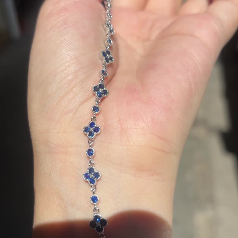 藍寶石幸運四葉草手鏈奢華手鏈 - 手鍊/手環 - 寶石 藍色