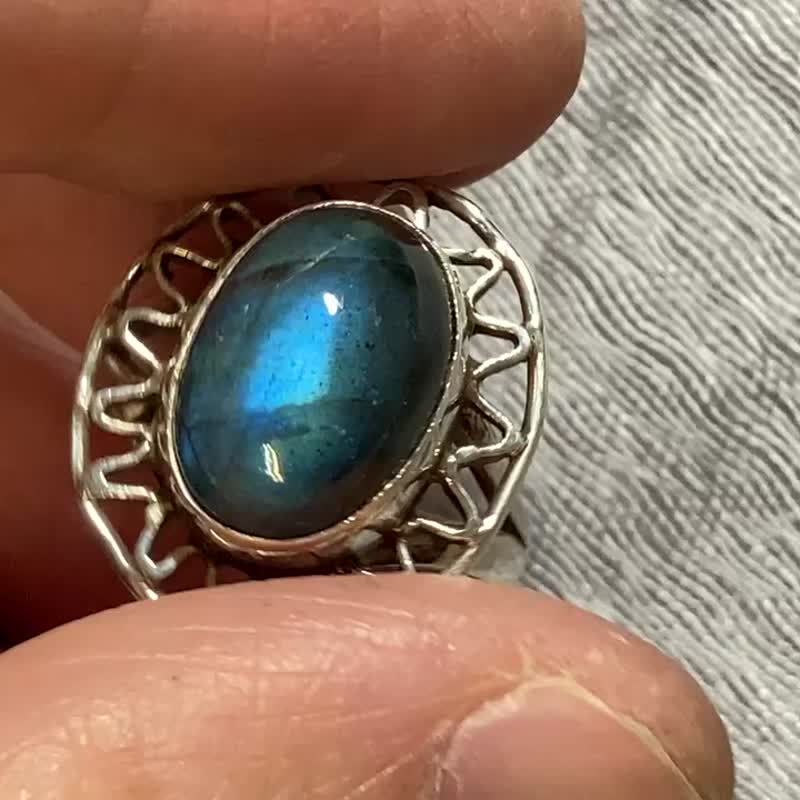 商品在台 天然 拉長石 戒指 尼泊爾 手工製 925純銀 - 戒指 - 半寶石 