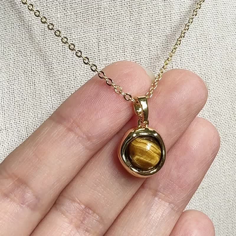 財富 勇氣 自信 | 虎眼石 14K包金項鏈 姊妹 閨蜜禮物 - 項鍊 - 半寶石 咖啡色
