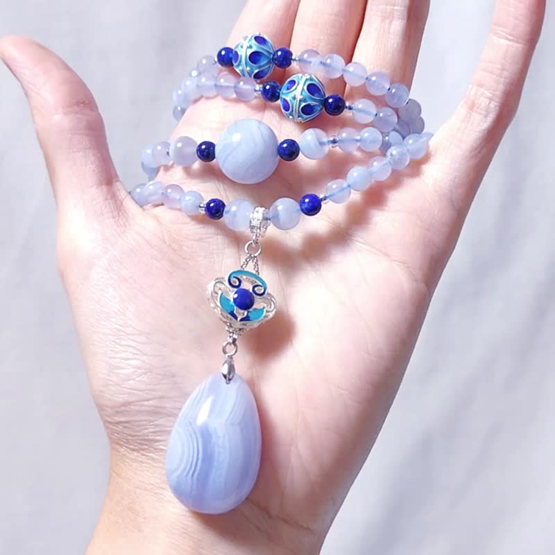 Top quality blue agate lapis lazuli righteousness awe-inspiring tranquility wisdom 108 bracelet rosary 6mm single product - สร้อยข้อมือ - เครื่องเพชรพลอย สีน้ำเงิน