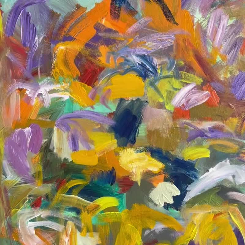 Original Colorful Acrylic Painting Wall Art Abstract Spring Artwork Modern Decor - 壁貼/牆壁裝飾 - 壓克力 多色
