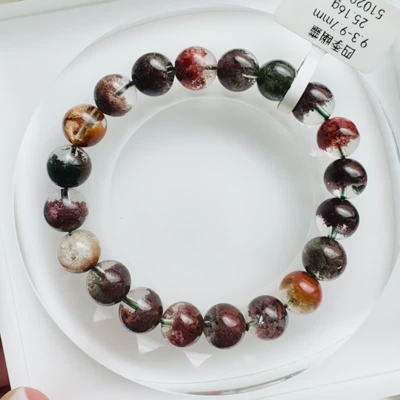 精品濃艷玻璃淨體四季彩幽靈半盆9.3-9.7mm25.16g聚集財富事業運 - 手鍊/手環 - 水晶 多色