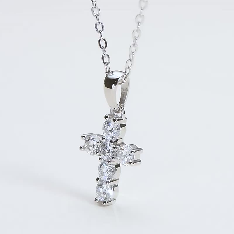 0.6 carat cross moissanite sterling silver necklace with bonus book - Necklaces - Diamond 