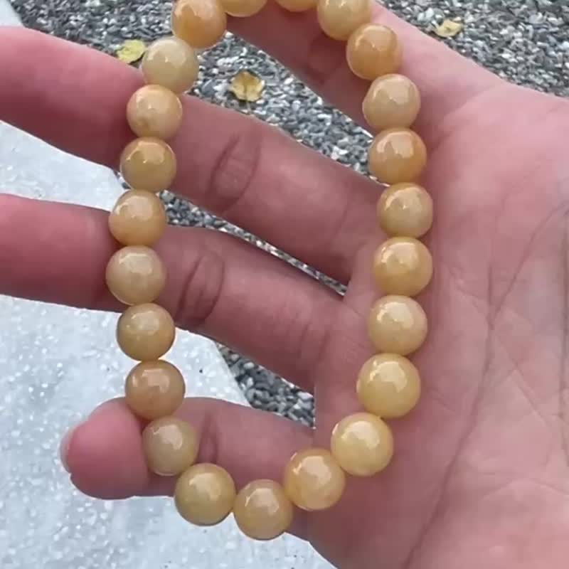 //財富自由//蜜糖琥珀色黃翡手串-緬甸天然A貨翡翠 - 手鍊/手環 - 玉石 橘色
