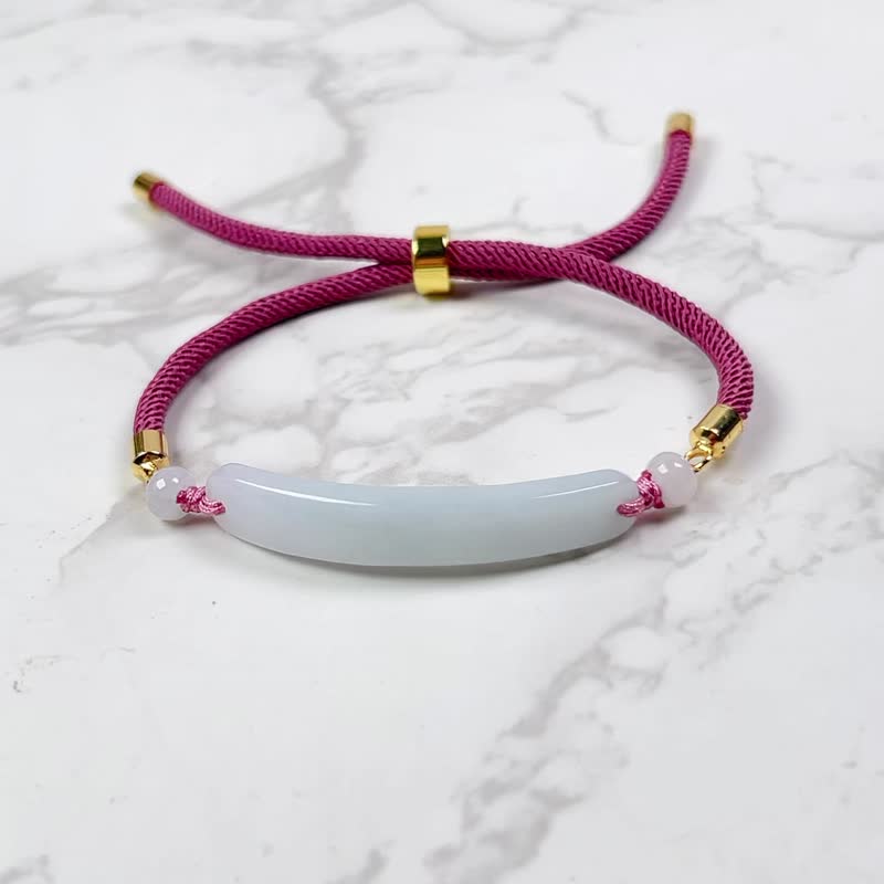 [May Nothing Happen] White Jadeite Nothing Brand Braided Bracelet | Natural Burmese Jade A-grade | Gift - สร้อยข้อมือ - หยก ขาว