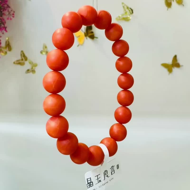 小精品保山柿子紅南紅10.4-10.7mm32.18g熱散寒氣血循環補血養顏 - 手鍊/手環 - 水晶 紅色