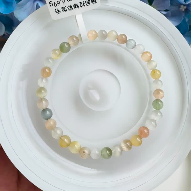 畢業級貓眼濃色彩兔毛水晶4.9-5.3mm6.69g滿順帶稀有灰兔毛 - 手鍊/手環 - 水晶 多色