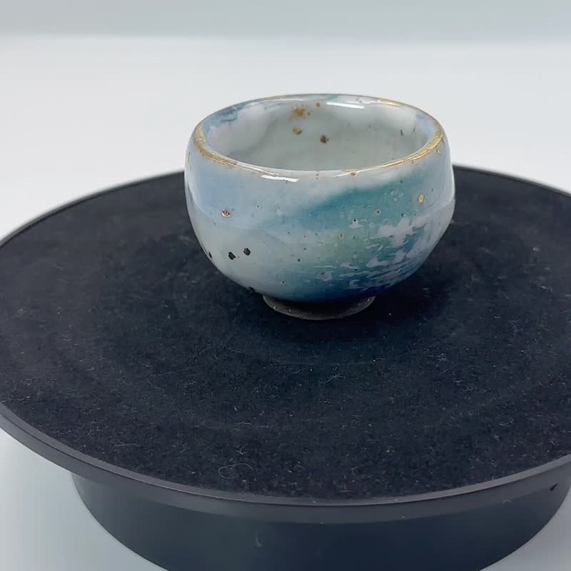 山水志野鎏金杯-手工製作-容量約60cc - 茶壺/茶杯/茶具 - 陶 
