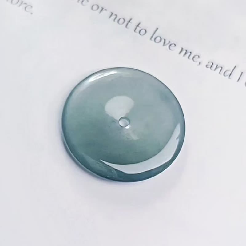 招財•順心•圓滿•平安|天然A貨翡翠高冰藍起膠大平安扣純銀項鍊 - 項鍊 - 玉石 