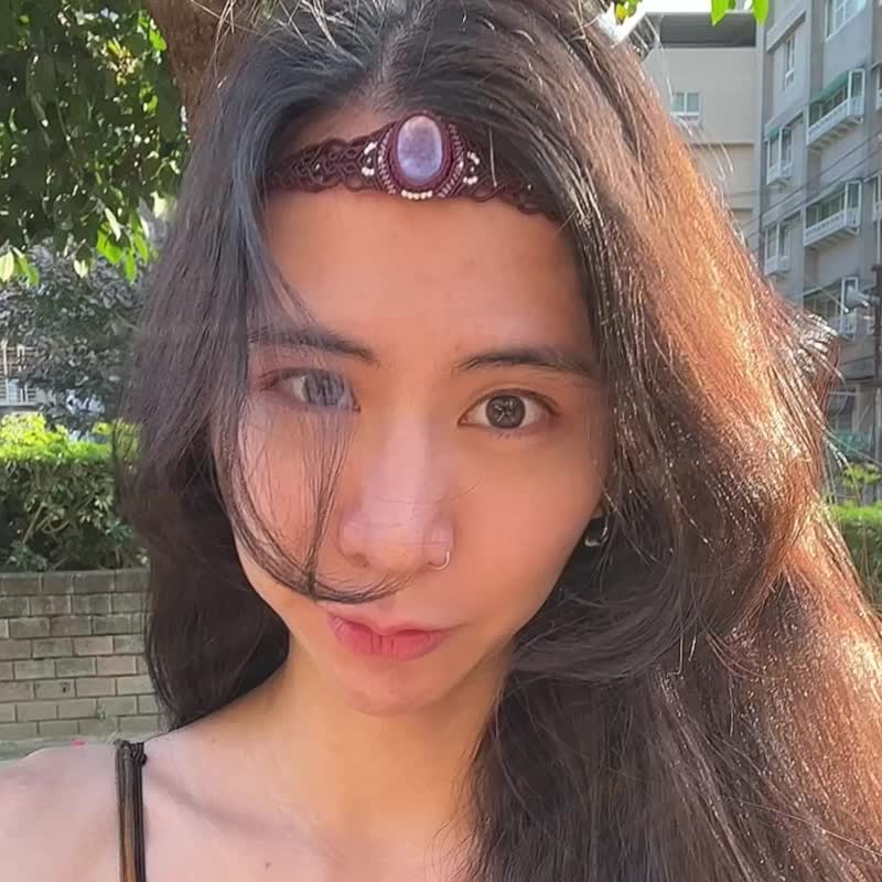 喜迎瑤 Macrame 紫鋰雲母 蠟線項鍊 鎖骨鏈 民族風 嬉皮風 手工 - 項鍊 - 水晶 紫色