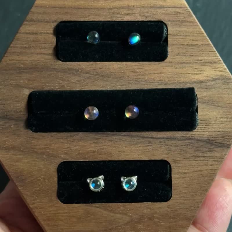 馬島月光耳釘 - 耳環/耳夾/耳骨夾 - 水晶 多色