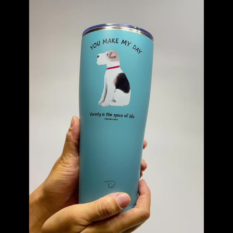 Wirefoxterrier 剛毛獵狐梗象印吸管杯890ml 等待 湖光綠 - 保溫瓶/保溫杯 - 其他金屬 多色