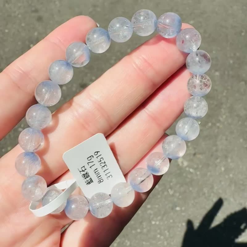 小精品天然藍線石水晶8mm17g防甲狀腺亢進加強表達能力 - 手鍊/手環 - 水晶 藍色
