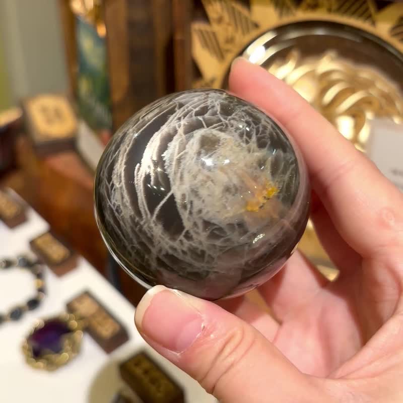 一圖一物 黑太陽晶石球 晶石擺件 家居擺設 風水 - 擺飾/家飾品 - 水晶 黑色