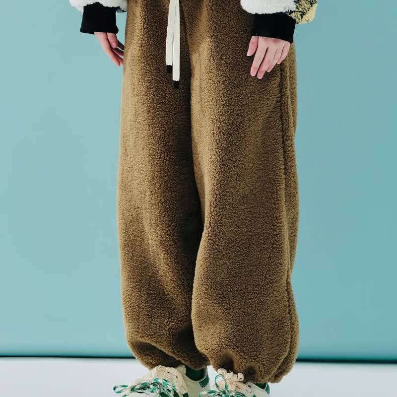 Brown sherpa winter cuffed trousers/trousers - Women's Pants - Other Materials Brown