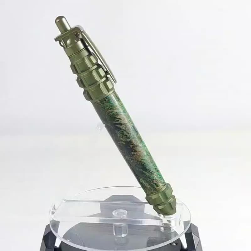 穩定木手榴彈按壓原子筆/手工原子筆/KOBE手工筆 - 原子筆/中性筆 - 木頭 綠色