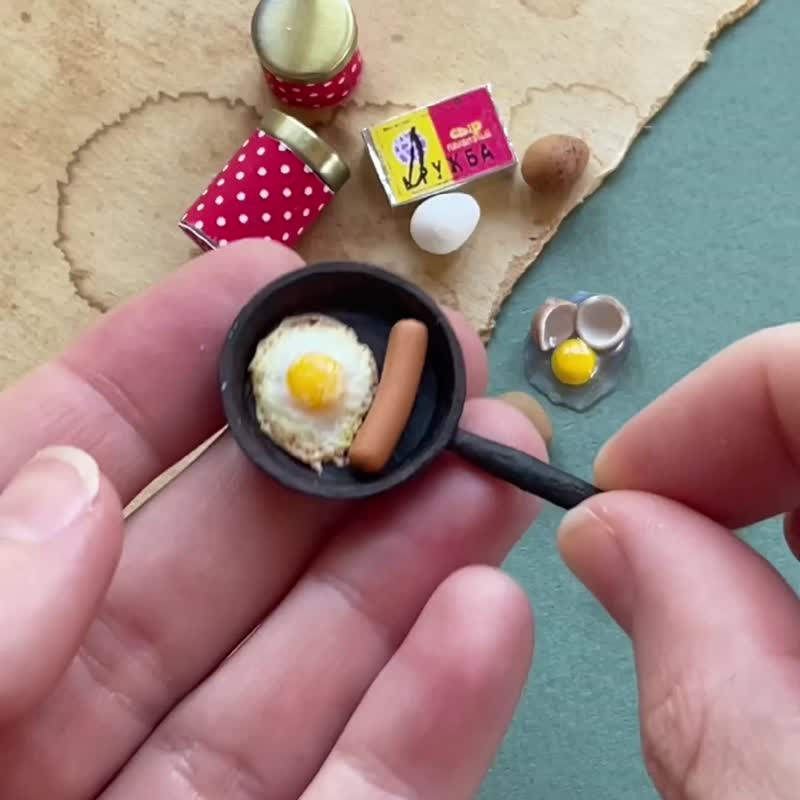 Miniature kitchen set for cooking breakfast - ตุ๊กตา - วัสดุอื่นๆ หลากหลายสี