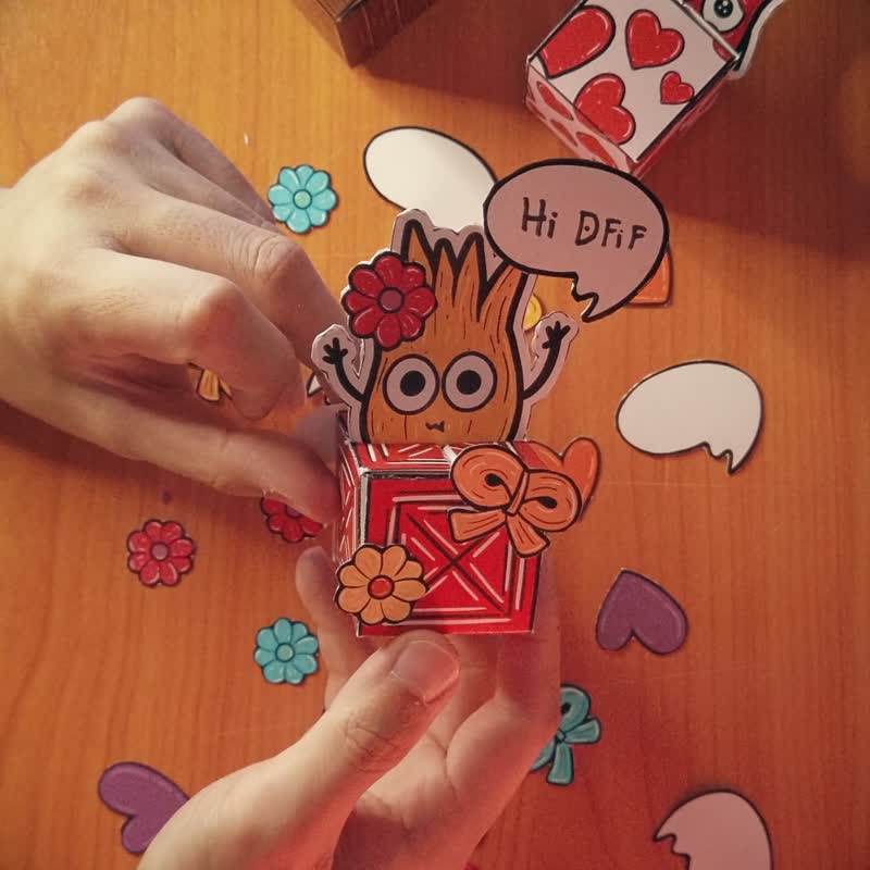 可打印DIY禮盒套裝 – 可愛紙藝手工包 含3種可自定義設計 - 圖文模板設計 - 其他材質 