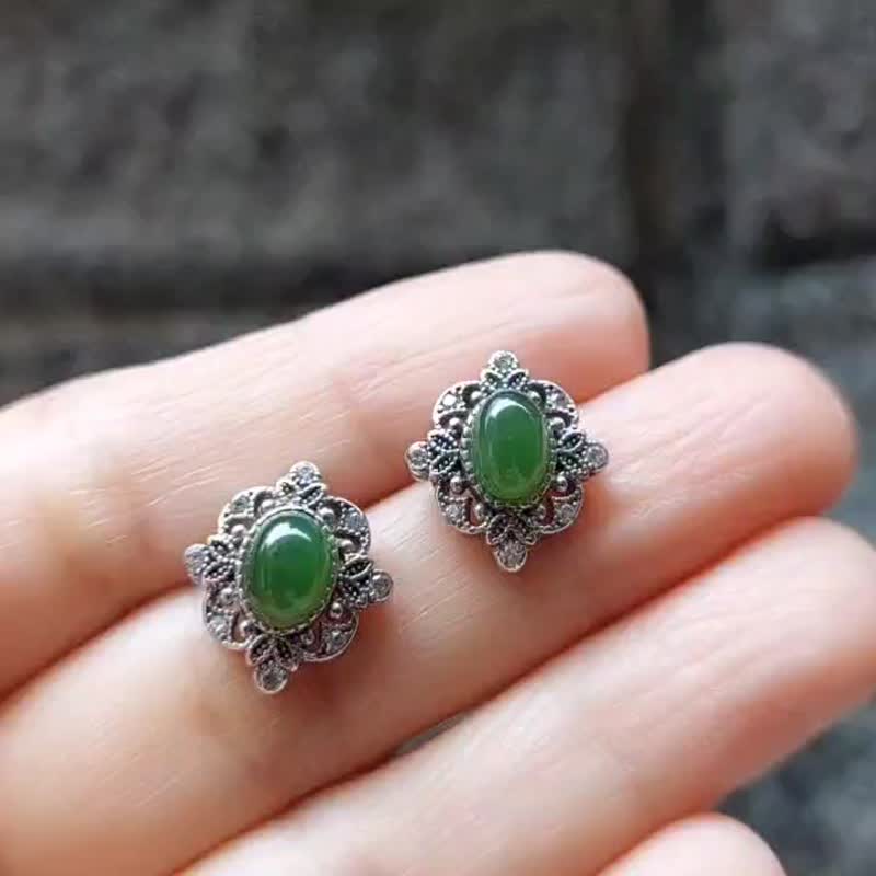 JadeStyle Jewelry 玉識形態 | 華麗古典系列耳飾 | 台灣豐田玉 - 耳環/耳夾/耳骨夾 - 玉石 