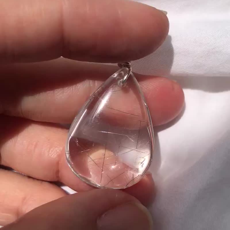 巴西高淸銀髪水晶吊墜 井字棋意景 項鍊 擺設 pendant jewelry - 項鍊 - 水晶 銀色