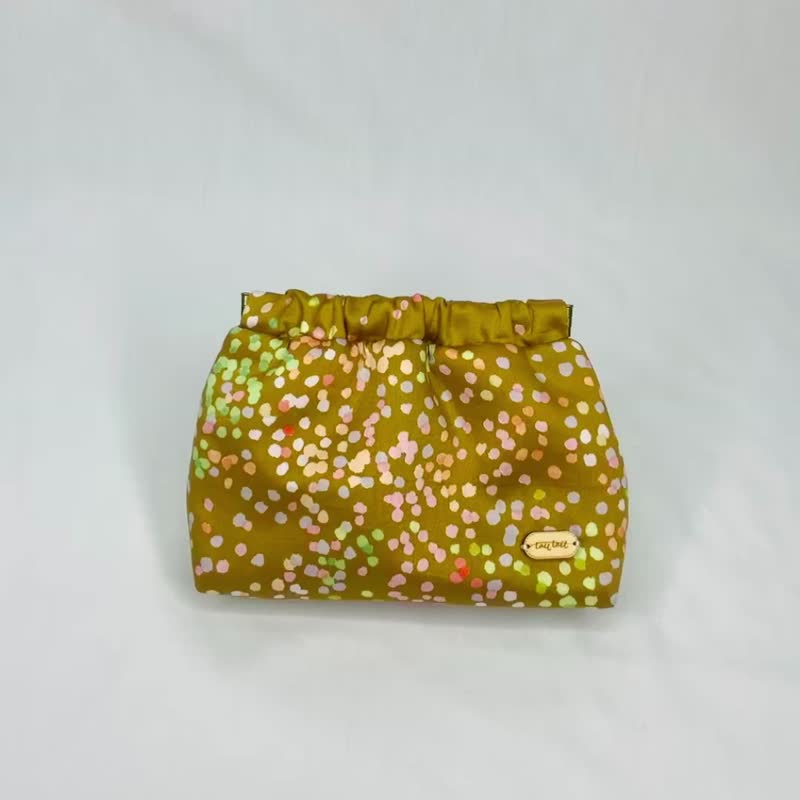 [Famous Japanese fabrics] Shrapnel gold cosmetic bag/small things storage bag# Mercerized cotton series - กระเป๋าเครื่องสำอาง - ผ้าฝ้าย/ผ้าลินิน 