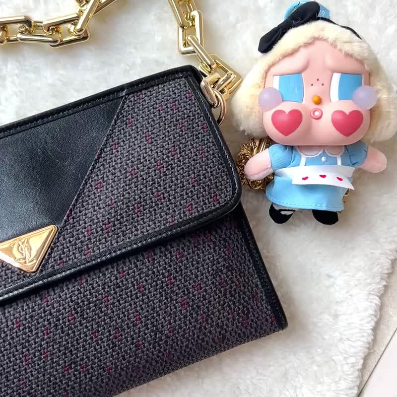 【日本中古】Vintage YSL 信封手拿包 安裝扣長金鏈附 - 側背包/斜背包 - 其他材質 黑色