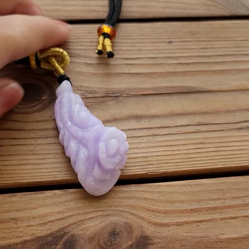 Pro-Cui Natural Jade Ice Violet Red Purple Characteristic Cabbage Baicaihua Adjustable Rope Chain - สร้อยคอ - หยก สีม่วง