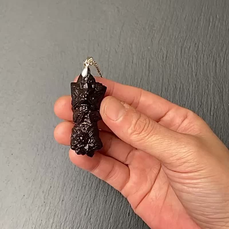 能量原石-天然埃及預言石 上帝溝通石 天機石 925純銀鈦鋼項鍊 - 項鍊 - 水晶 咖啡色