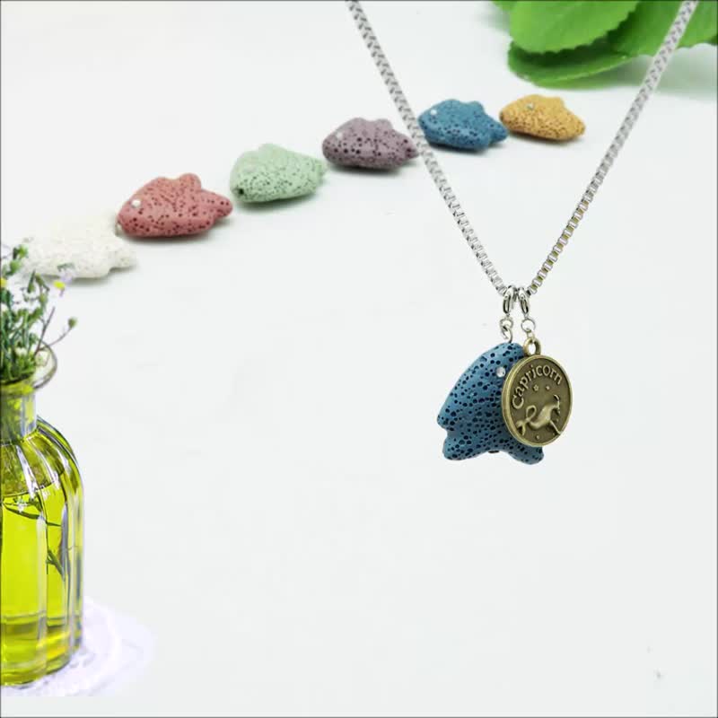 Customized Gift Scented Diffuser Tropical Fish Zodiac Necklace Titanium Steel - Necklaces - Stainless Steel Multicolor