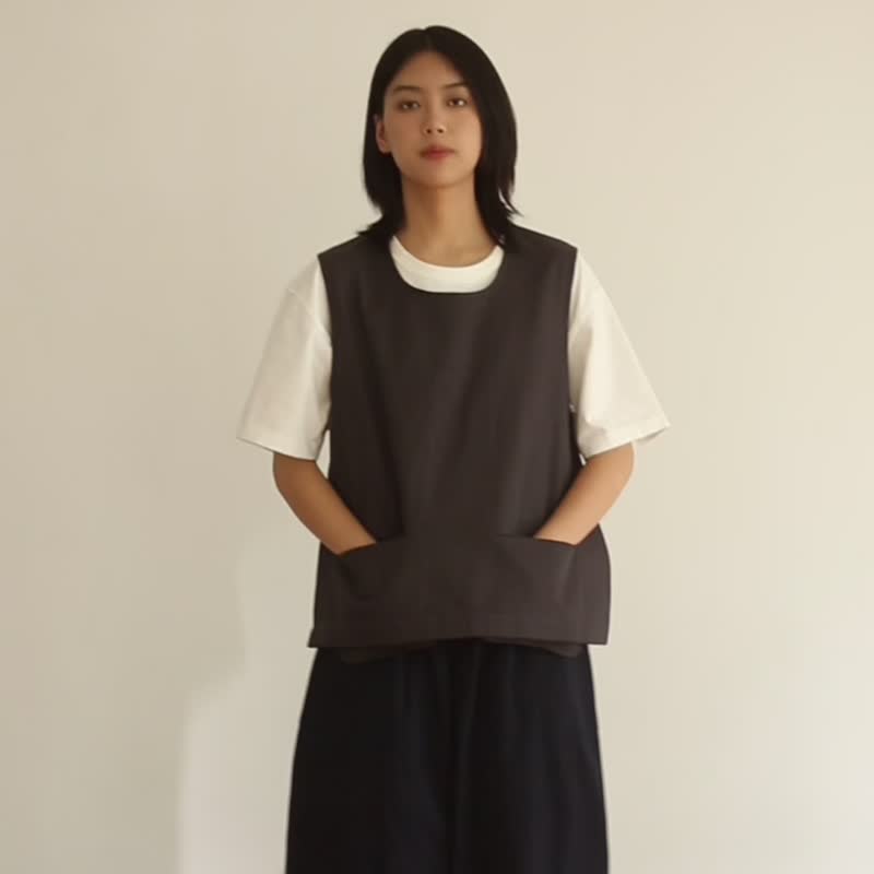 鹿造LUZAO 兩穿背心式可拆卸圍裙 條紋款 職人工作服 - 圍裙 - 棉．麻 