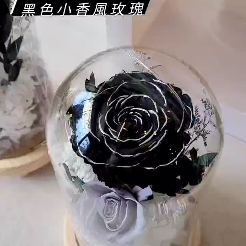 Haizang Design | Xiaoxiangfeng Eternal Black Rose. Ecuador's top quality rose luminous everlasting flower glass cover - Dried Flowers & Bouquets - Plants & Flowers Black