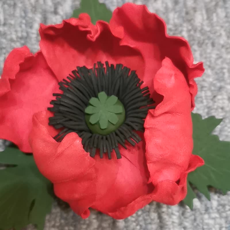 Poppy Flowers. 3D Flower. Red Flower Brooch. Choker. Hair Decoration.18 cm Poppy - Hair Accessories - Other Materials 