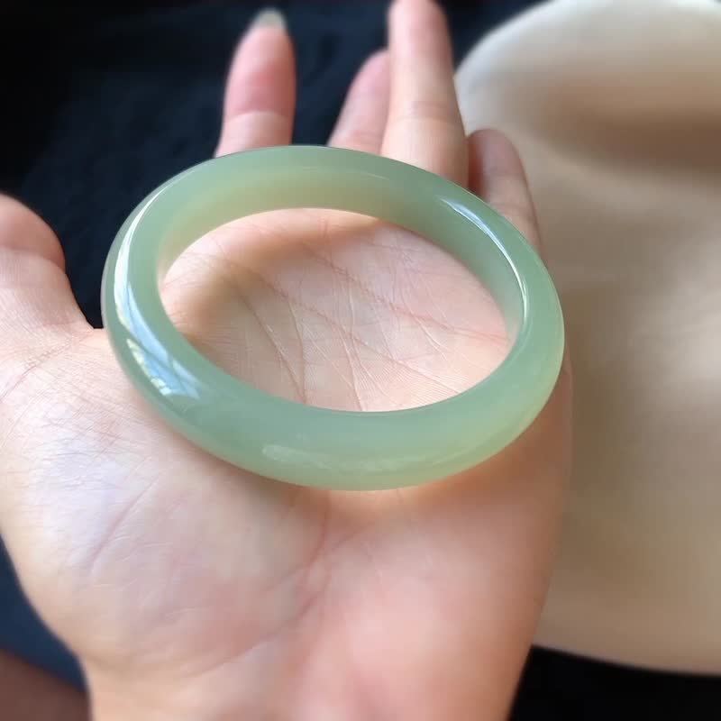 秒殺價精品天然和田玉青海料玉鐲 圈口59MM  料子冰潤細膩 - 手鍊/手環 - 玉石 