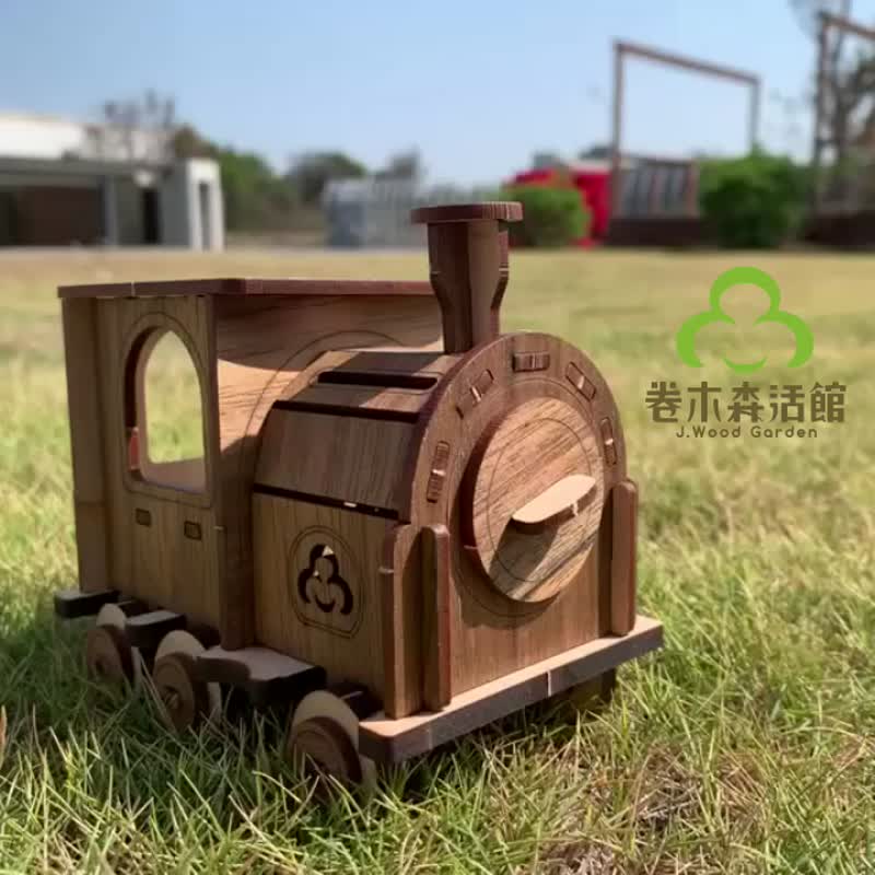 [DIY Handmade] Small Train Money Holder Pen Holder Multifunctional Ornament Train - Wood, Bamboo & Paper - Wood Brown