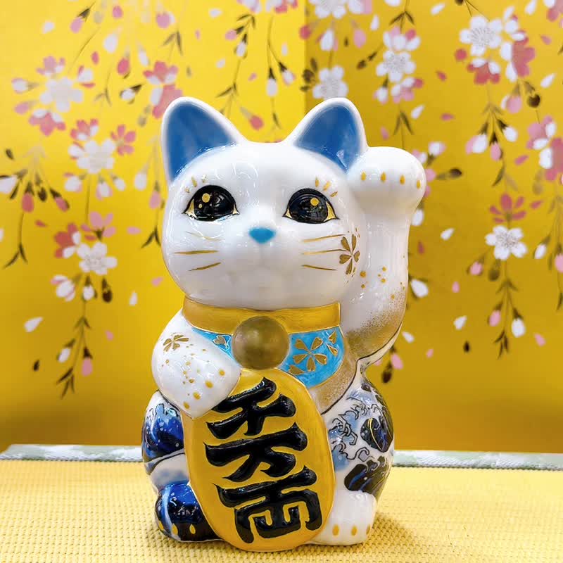 【富濤萬両】日本清水燒招財貓 | 神奈川沖浪裏 - 千万両 - 擺飾/家飾品 - 瓷 白色