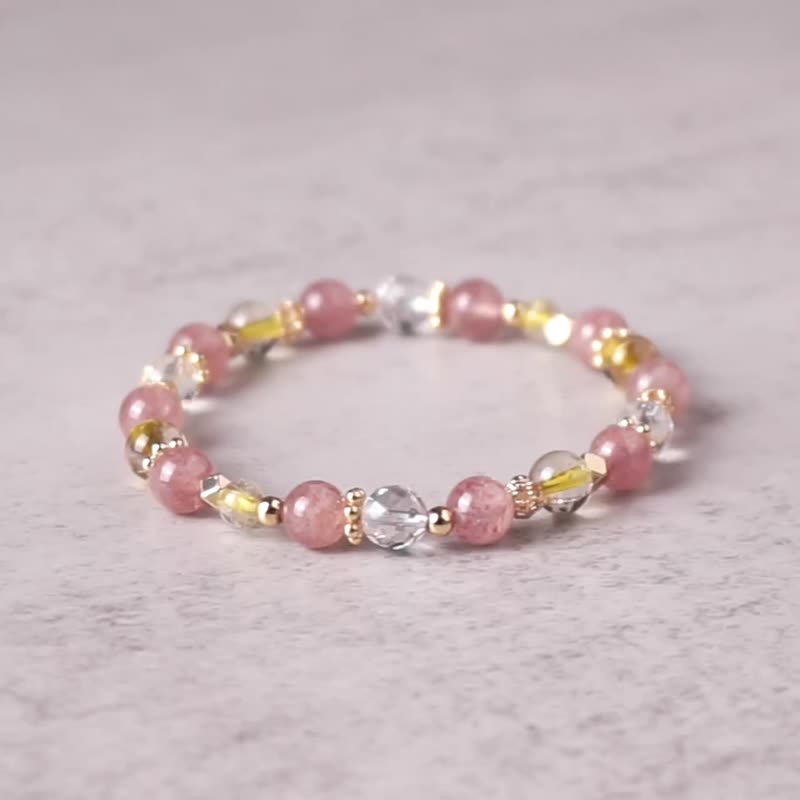 Garden of Eden // Strawberry Crystal Titanium White Crystal Bracelet // Popularity and Wealth Relaxation - Bracelets - Crystal Pink