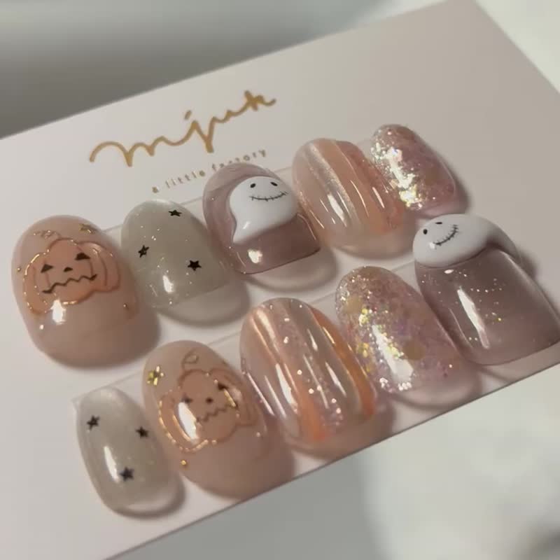 ハロウィンネイル/かぼちゃ - 指甲油/指甲貼 - 其他材質 橘色