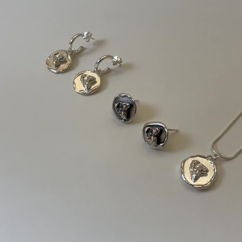 Love print/Metalwork accessory/Silver necklace - Earrings & Clip-ons - Sterling Silver Silver