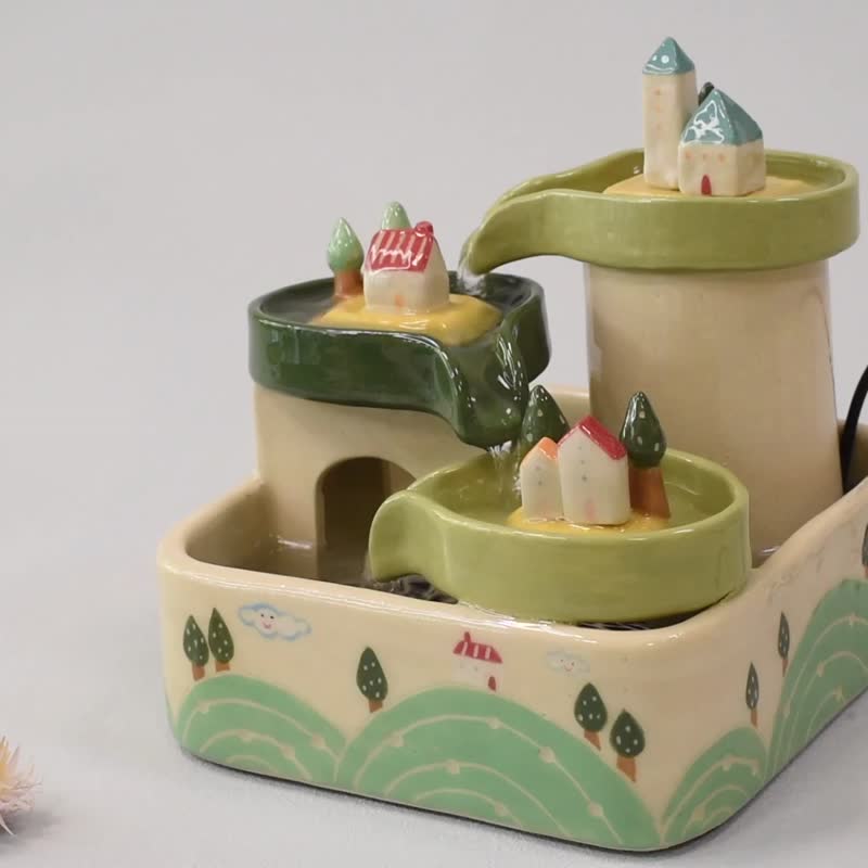 小屋造型三層聚寶流水盆 - 擺飾/家飾品 - 陶 