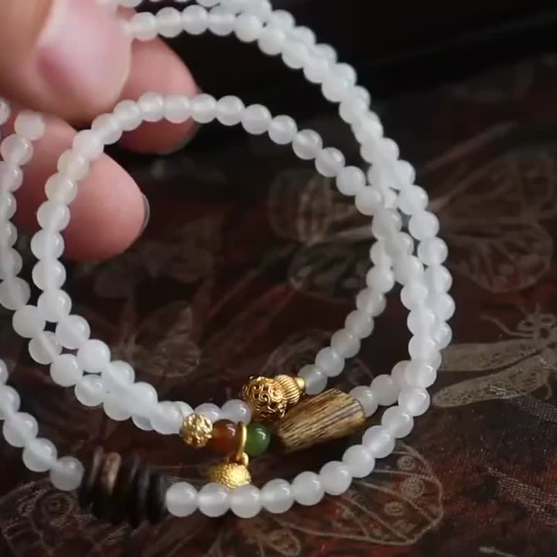 天然和田玉羊脂玉手鏈手串一級白脂份很厚 文玩手鏈 福祿安康 - 手鍊/手環 - 玉石 