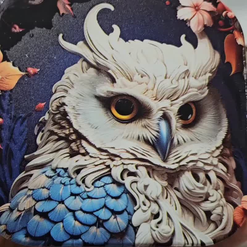 King Owl - Ceramic Coaster - ที่รองแก้ว - ดินเผา ขาว