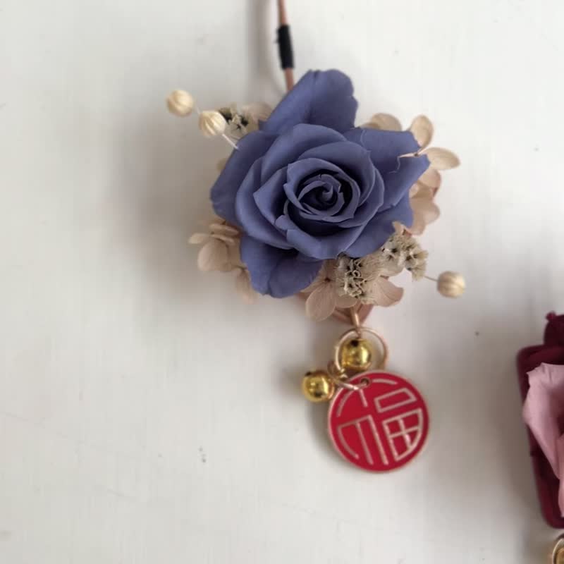 【永生玫瑰花掛飾】• 永生花/永生玫瑰花/永生乾燥花/永生花掛飾 - 乾燥花/永生花 - 植物．花 藍色